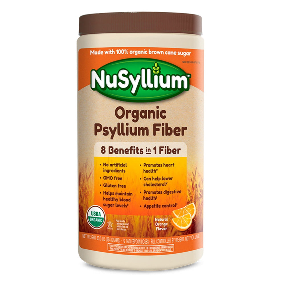 Nusyllium Organic Natural Fiber Drink Mix, Natural Orange Flavor, 30.5 Oz